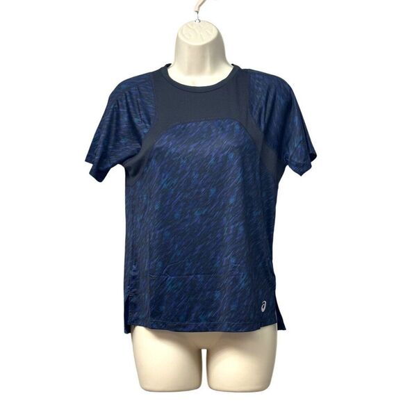 ASICS Women's PR Lyte Run Short Sleeve Top, Night Shade/ Lake Drive Print, XS - Picture 1 of 10